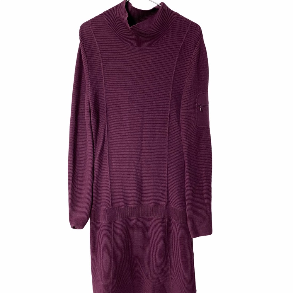 Athleta Riverhead Purple Ribbed Turtleneck Dress - Picture 2 of 7
